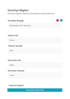 Kişiselleştirilmiş Dijital Davetiye